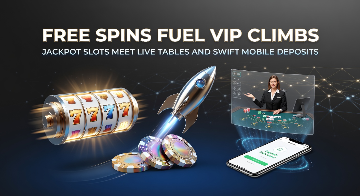 Nahaufnahme eines Smartphones mit Live-Roulette-Tisch, steigender VIP-Leiter und einem blitzschnellen Deposit-Button, umgeben von Jackpot-Symbolen