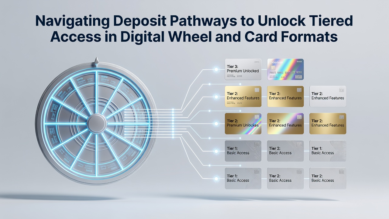Übersicht über digitale Einzahlungswege und gestaffelte Casino-Zugänge in Wheel- und Card-Formaten